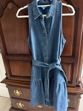 Draper James Dress - Blue Sleeveless Denim Shirt Dress